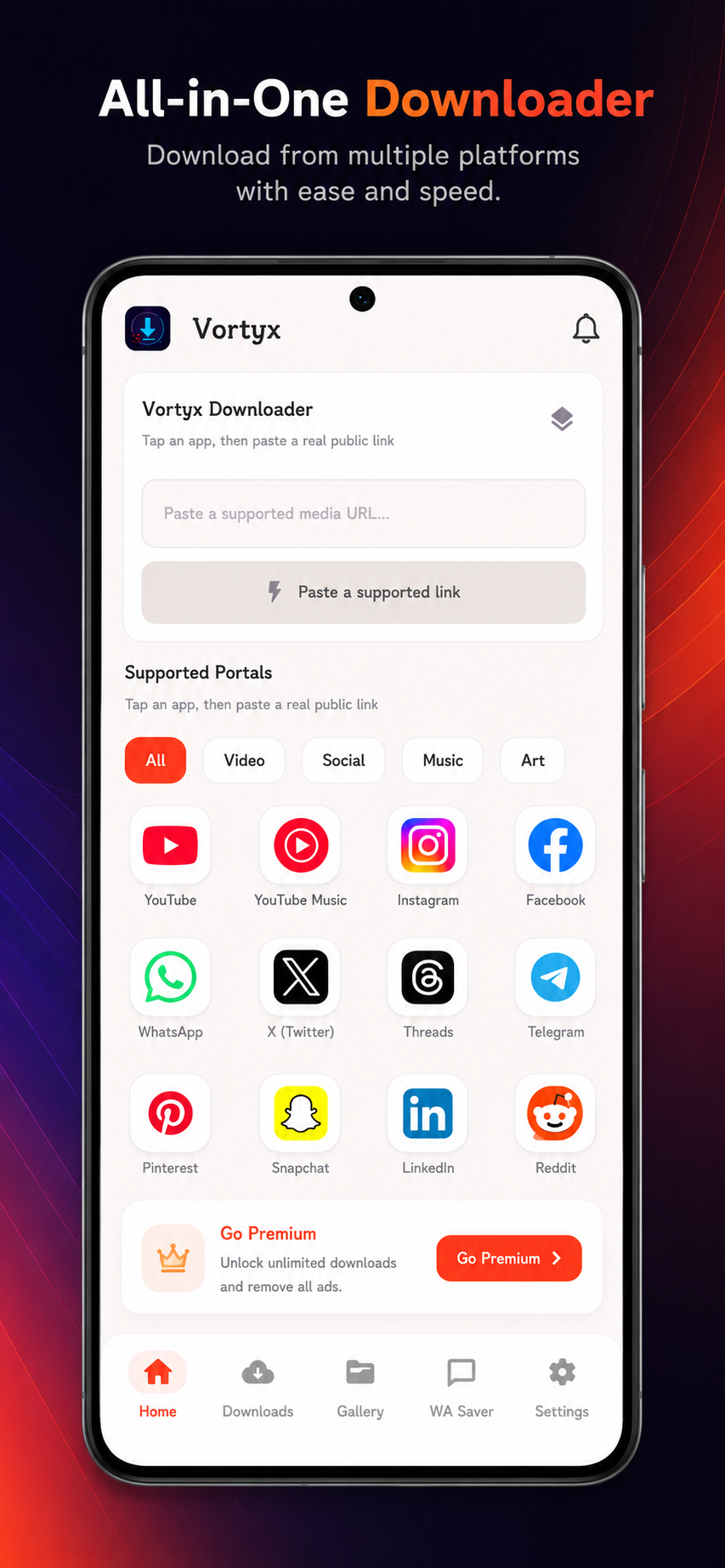 Vortyx Downloader Tab Screenshot